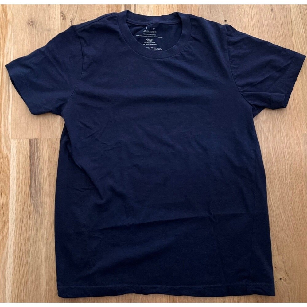 MAK3 Unisex Navy Solid Cotton Knit Crew Neck Short Sleeve T-Shirt Size S